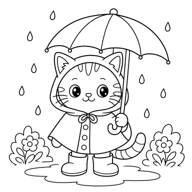 Кот в плаще — раскраска для детей