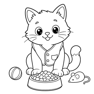 Gato com colete — página para colorir