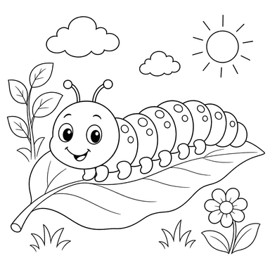 Chenille sur une feuille