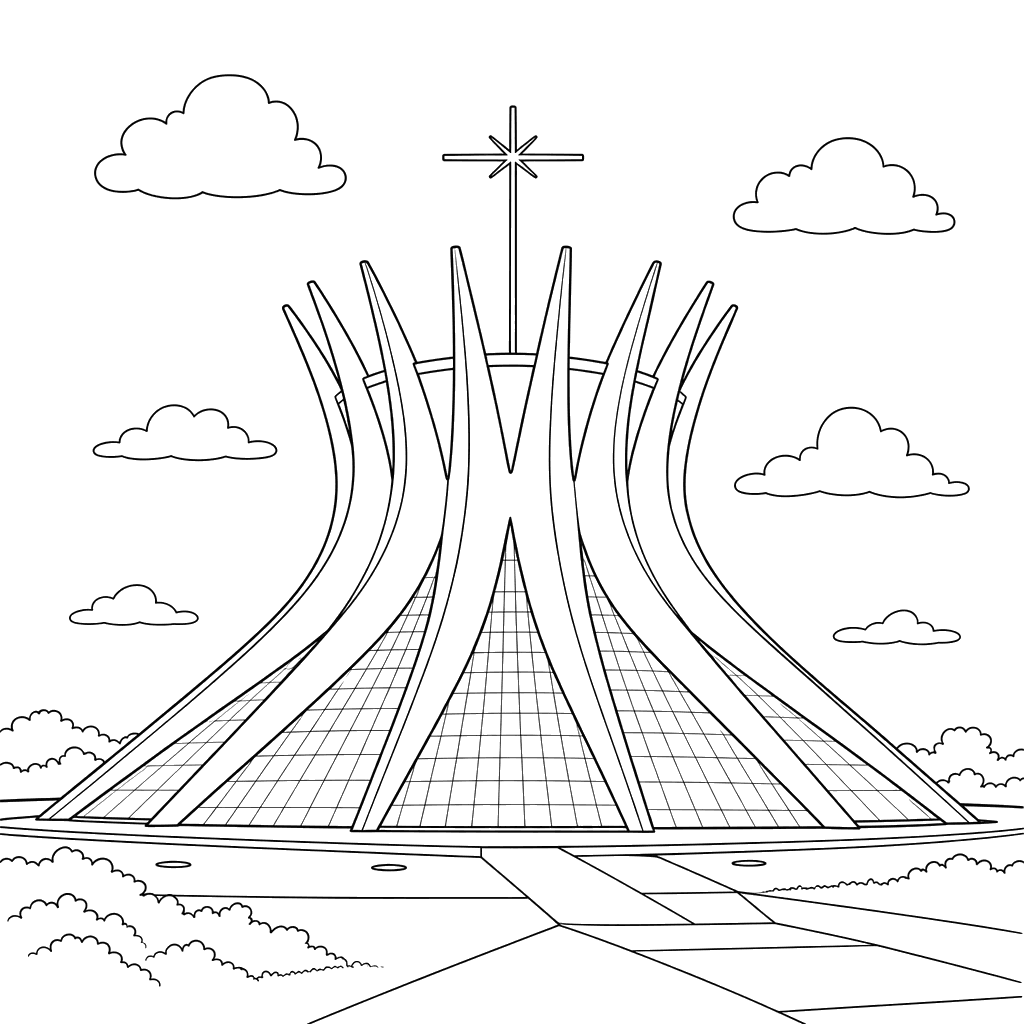 Ausmalbild Kathedrale von Brasilia