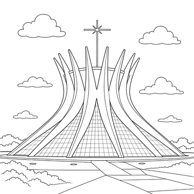 Ausmalbild Kathedrale von Brasilia