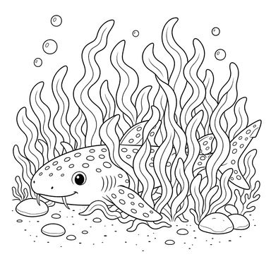 Coloriage Requin-chat dans les algues