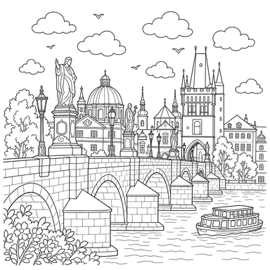 Ausmalbild Karlsbrücke