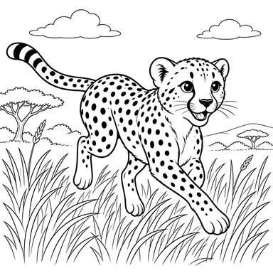 Gepard rennt durch hohes Gras
