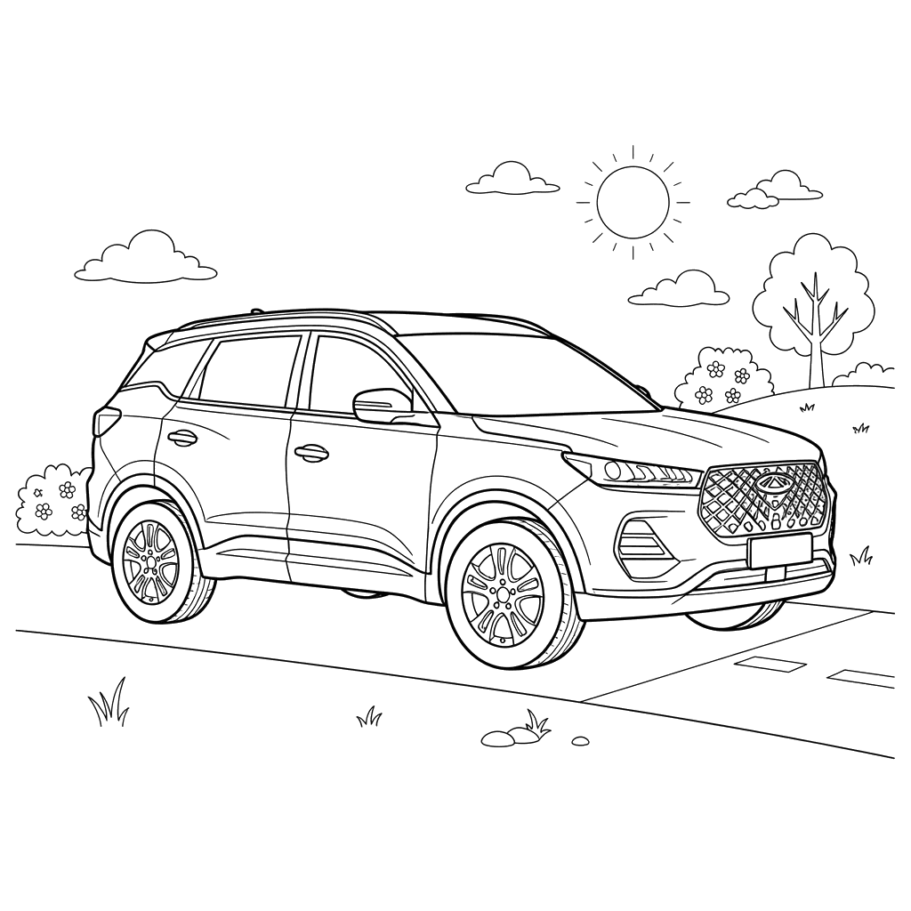 Dibujo para Colorear Coche Chery Tiggo 7 Pro Max