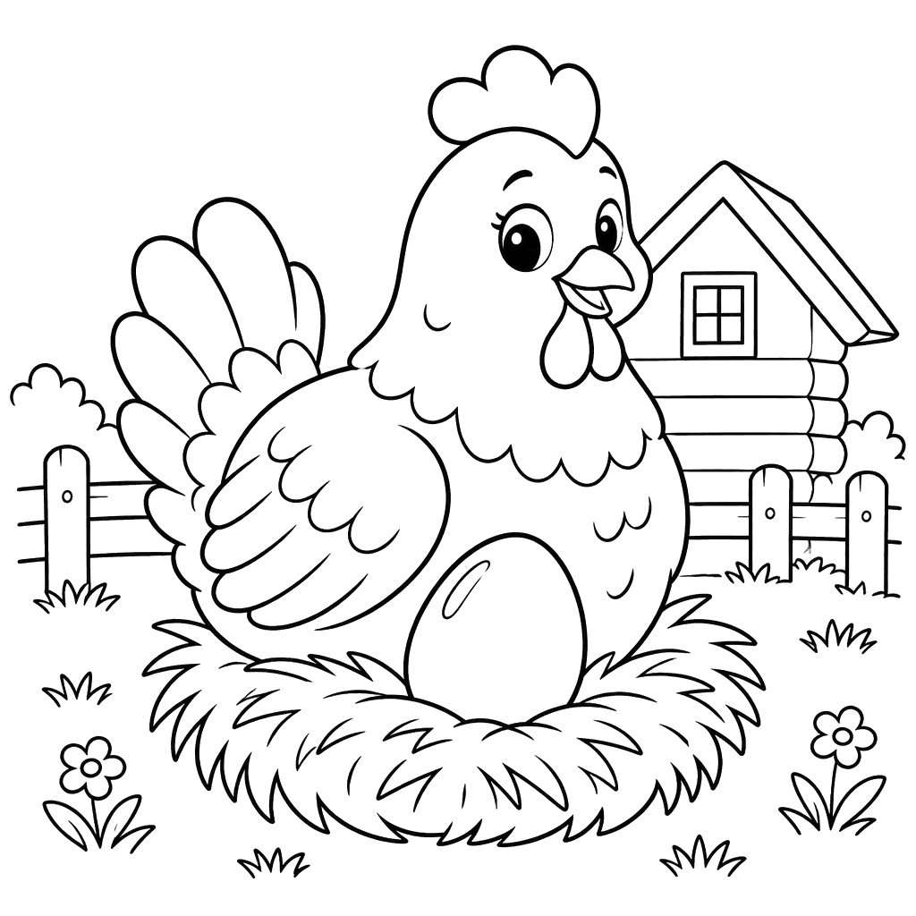 A galinha e o ovo de ouro para colorir