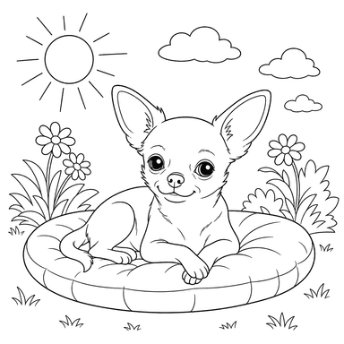 Chihuahua tomando banho de sol: desenho para colorir