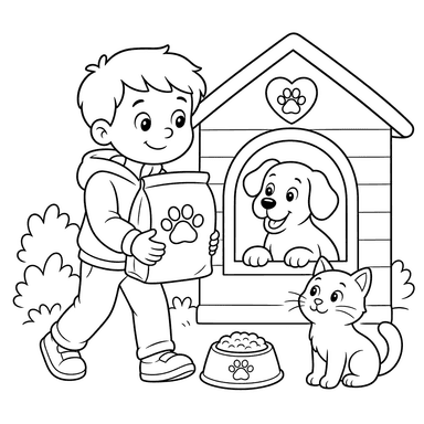 Enfant apporte de la nourriture au refuge