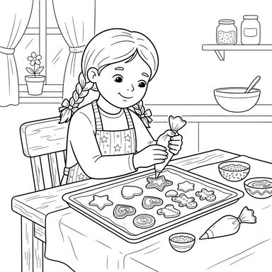 Enfant décore des biscuits