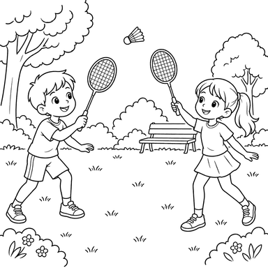 Enfants jouant au badminton dans un parc