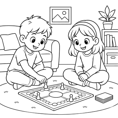 Children Playing a Board Game at Home