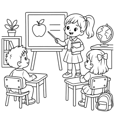 Des enfants jouent à l’école avec un tableau