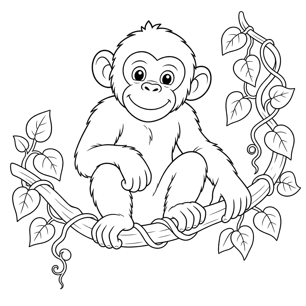 Chimpancé en una liana