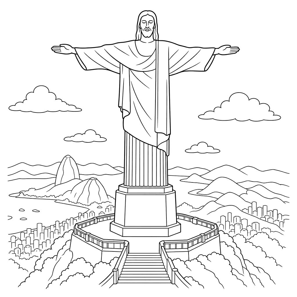Christusstatue Ausmalbild