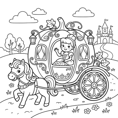Coloriage Cendrillon dans son Carrosse Magique