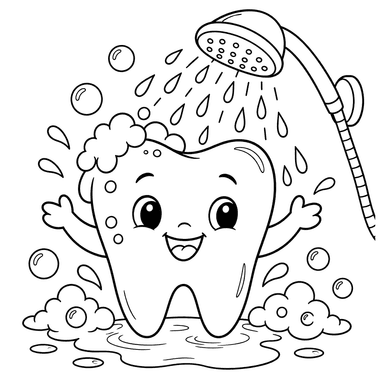 Happy Clean Tooth with Water Splashes