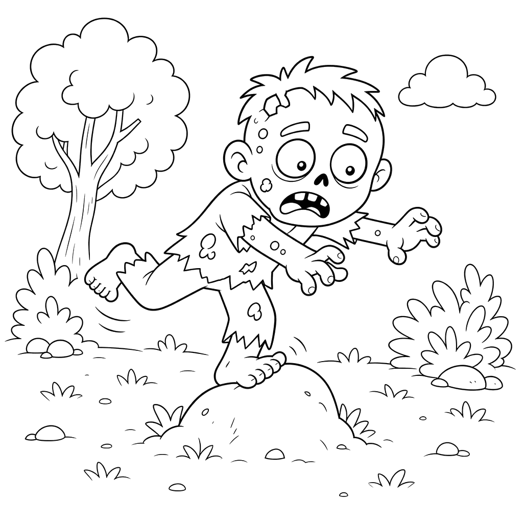 Coloriage Zombie Maladroit