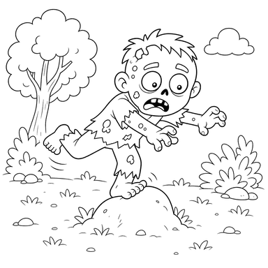 Ausmalbild Tollpatschiger Zombie