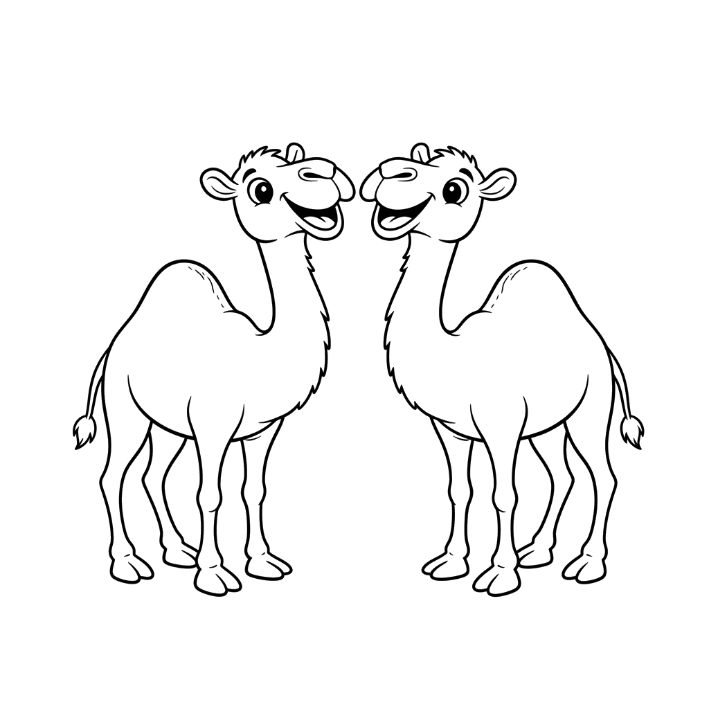 Página para Colorear: Camellos Amistosos