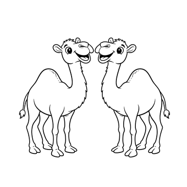 Friendly Camels Coloring Page