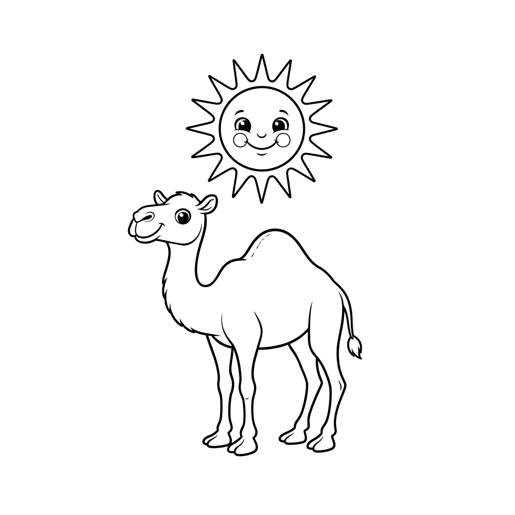 Fröhliches Kamel und Sonne