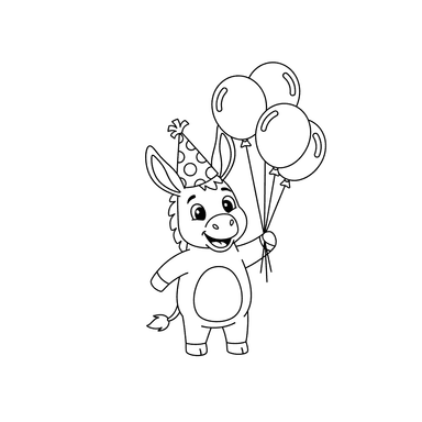 Página para Colorear Burro de Fiesta