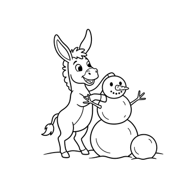 Esel Baut Schneemann