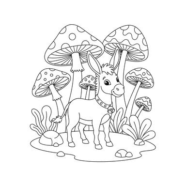 Âne dans la Forêt aux Champignons