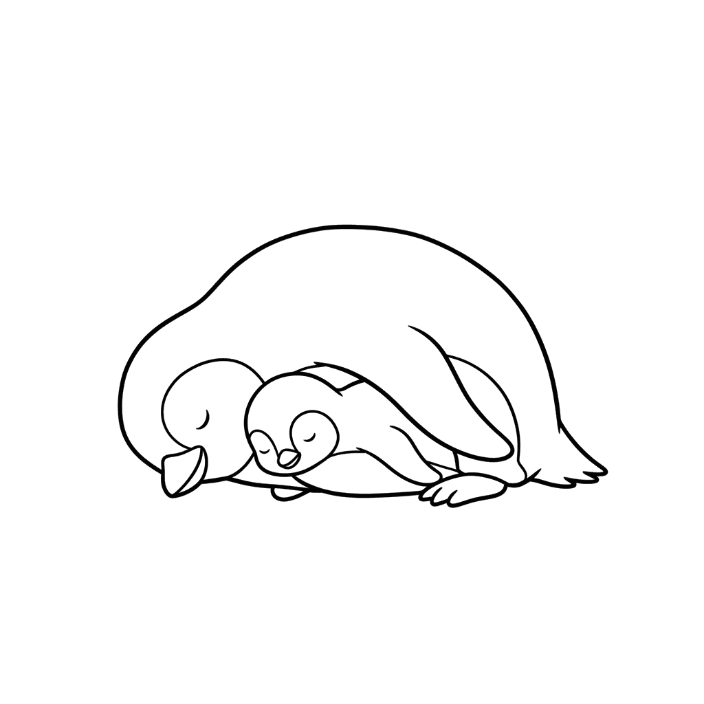 Schlafendes Baby-Pinguin-Malbild