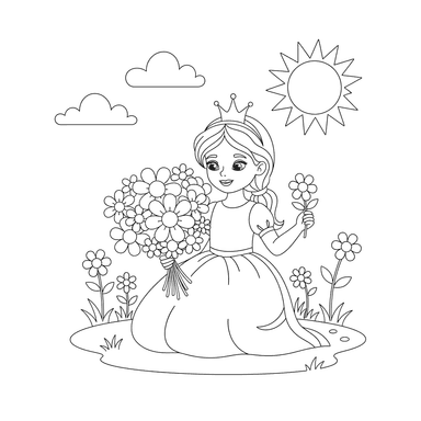 Princesa recogiendo flores
