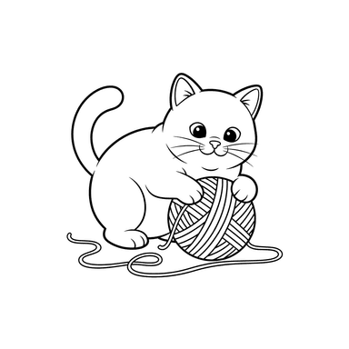 Katze spielt mit Garn