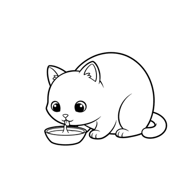 Katze trinkt Milch Malvorlage