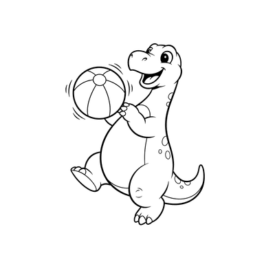 Página para Colorear Dinosaurio Feliz con Pelota