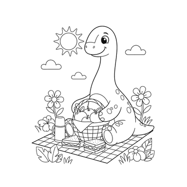 Página para colorear de Dinosaurio de Picnic