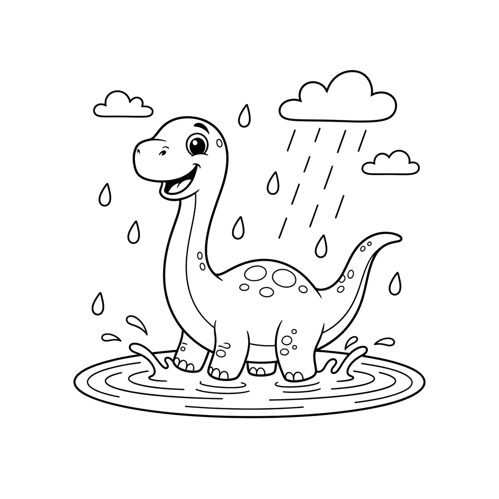 Dinosaurio chapoteando en un charco