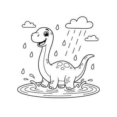 Dinosaurio chapoteando en un charco