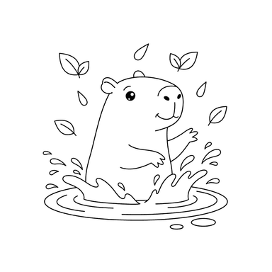 Coloriage Capybara Joyeux Éclaboussant dans une Flèche