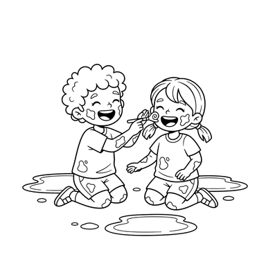 Coloriage Amusant de Peinture Faciale avec de la Boue