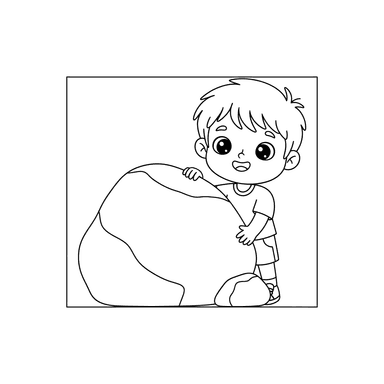 Dibujo para Colorear Escondite Detrás de las Rocas