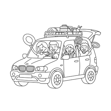BMW Familienpicknick Ausmalbild