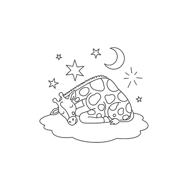 ColorBoom: Coloriage Girafe Endormie Sous les Étoiles
