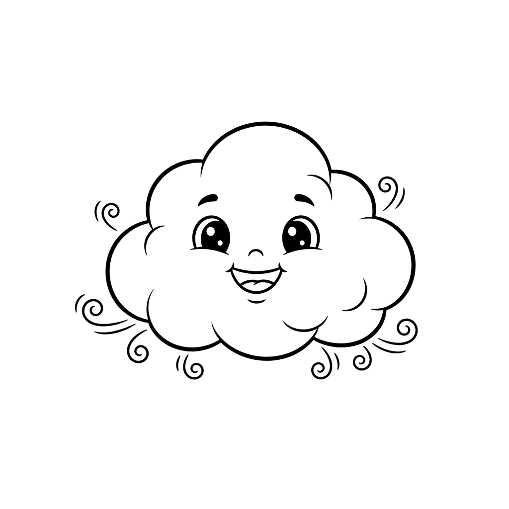 Ausmalbild: Flauschiger Wolkenfreund