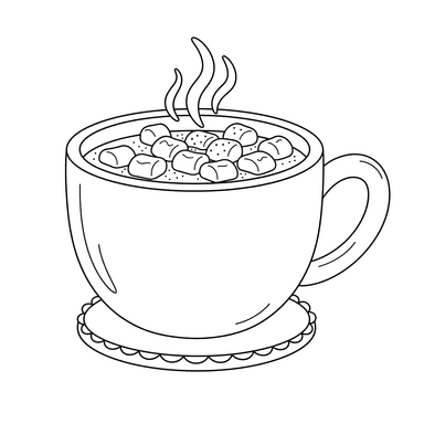 Coloriage Tasse de Chocolat Chaud avec Guimauves