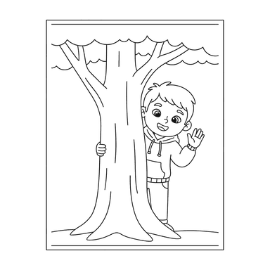 Kinder spielen Verstecken Ausmalbild