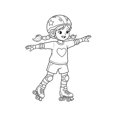 Girl on Roller Skates Coloring Page