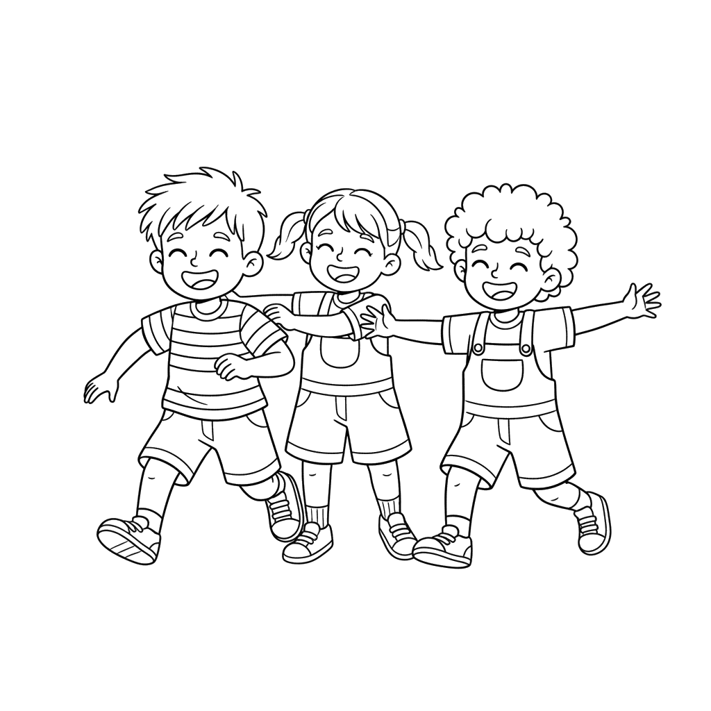 Ausmalbild Kinder spielen Fangen
