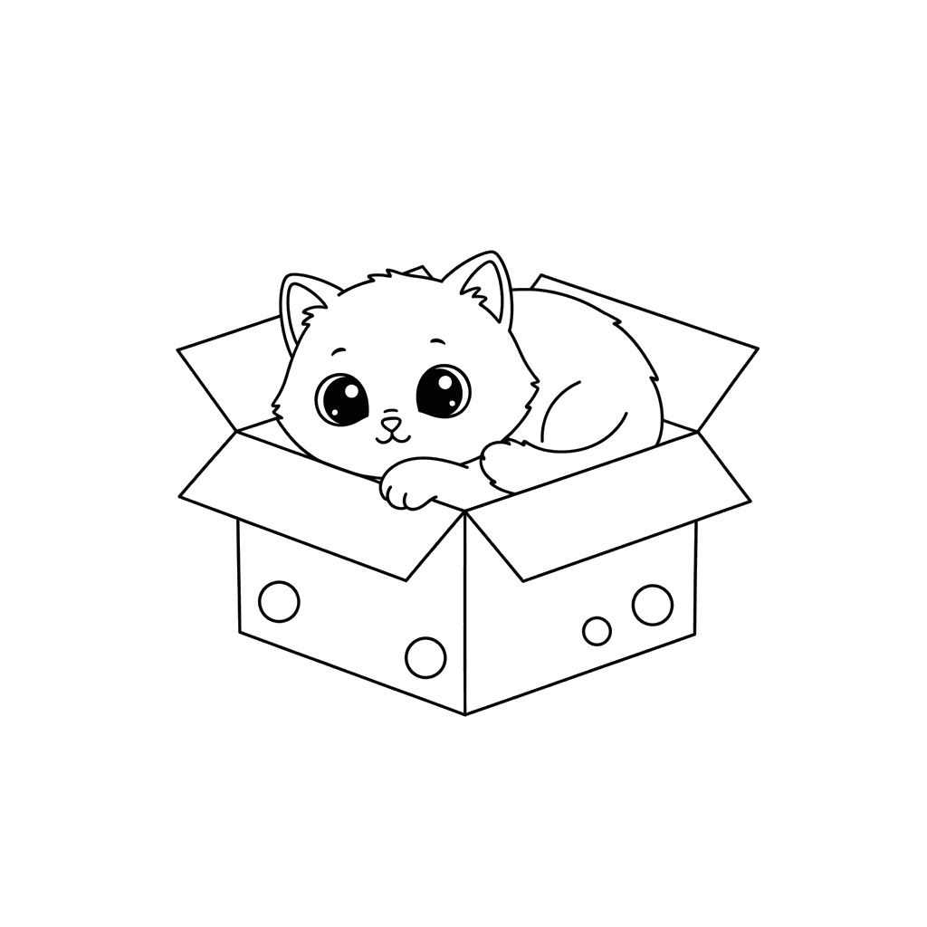 Kätzchen in einer Box Ausmalbild