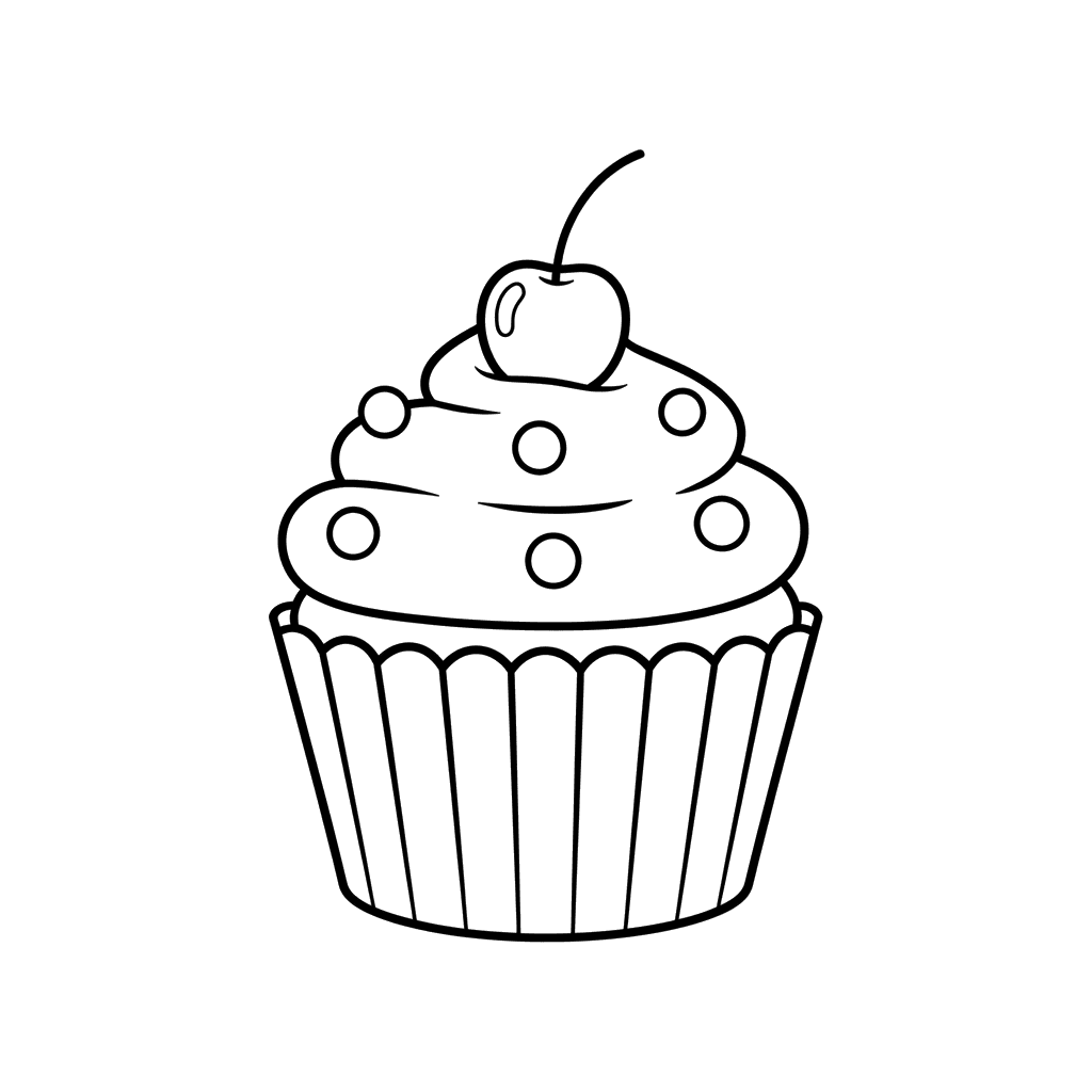Cute Cupcake Coloring Page