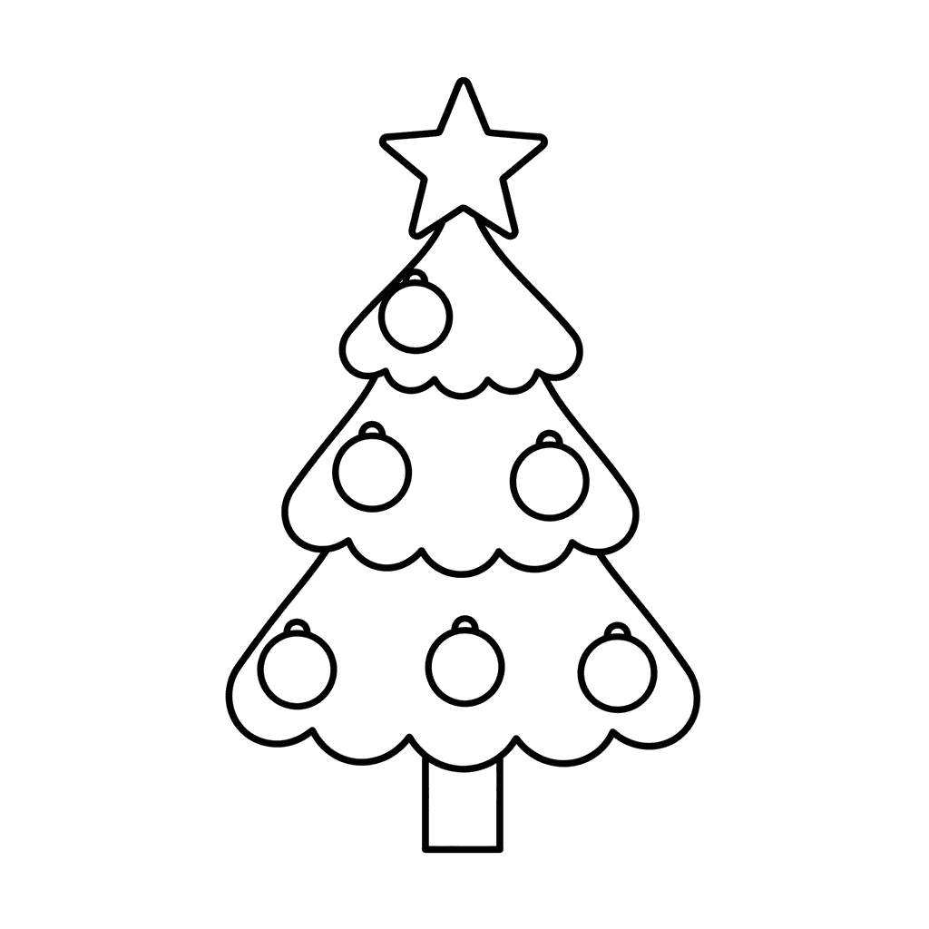 Ausmalbild: Festlicher Weihnachtsbaum