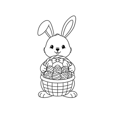 Easter Bunny with Basket Coloring Page